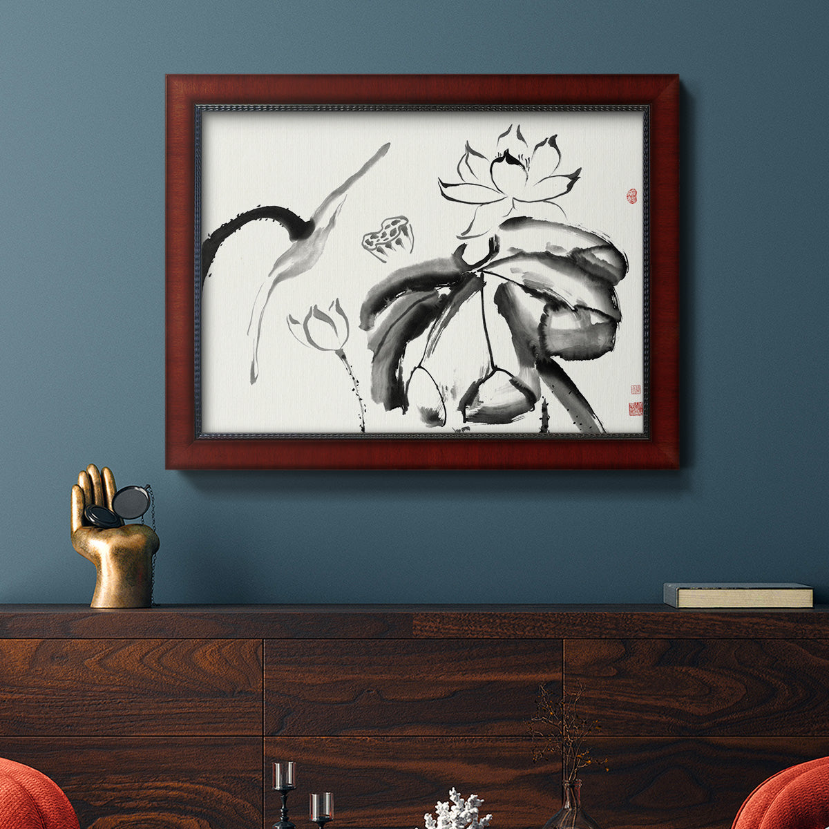 Lotus Study III Premium Framed Canvas- Ready to Hang