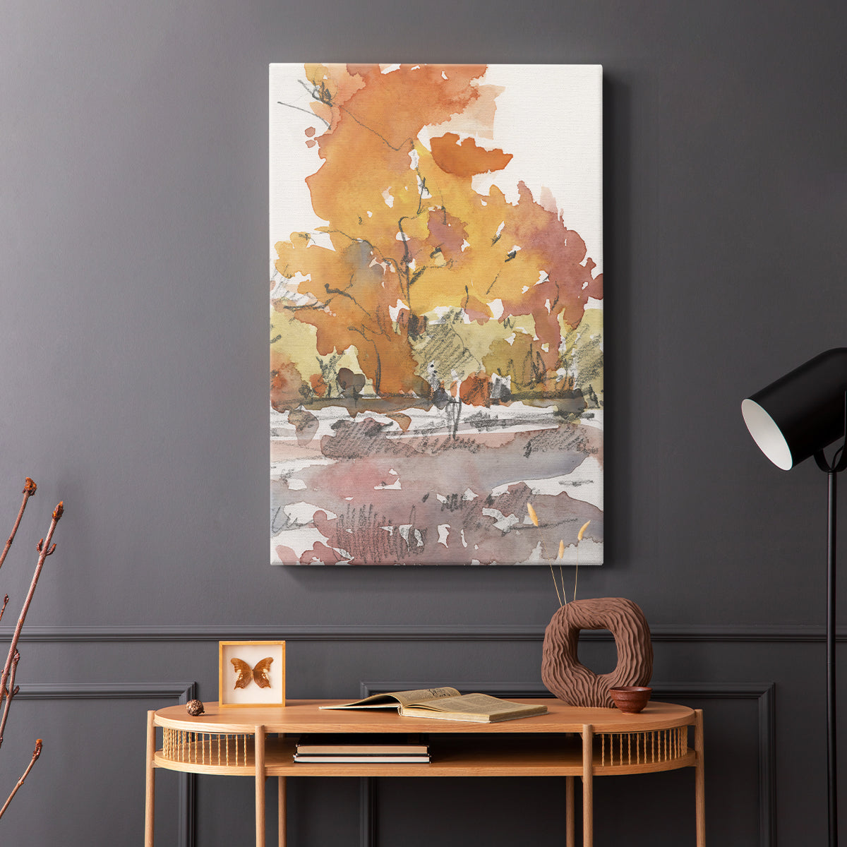 Watercolor Treeline Sketch II - Canvas Art Print