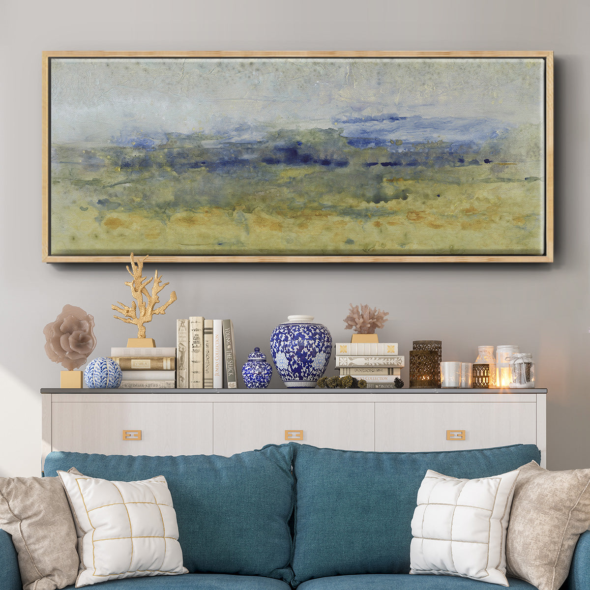 Open Terrain II - Floater Framed Canvas Print