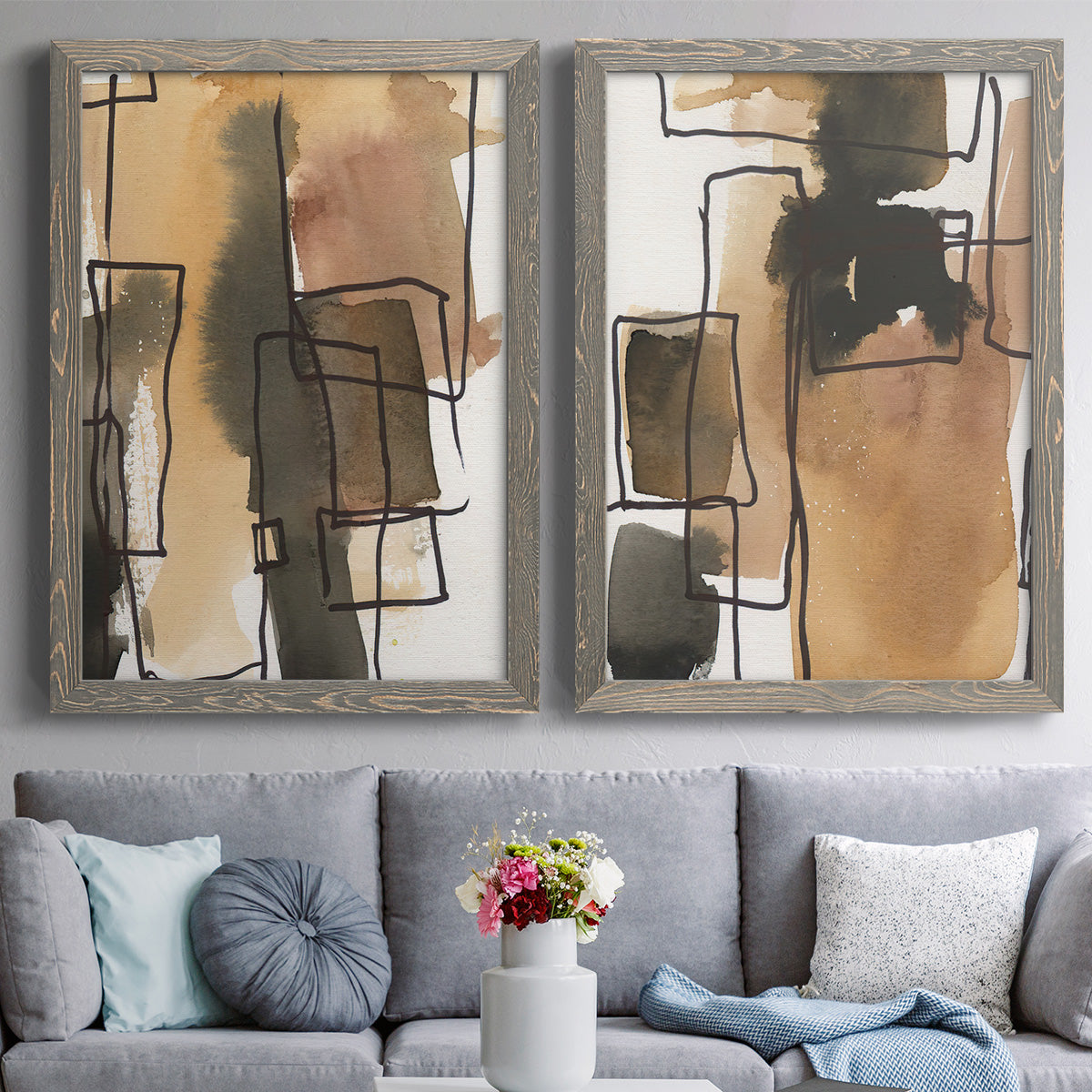 Retro Vibe III - Premium Framed Canvas 2 Piece Set - Ready to Hang