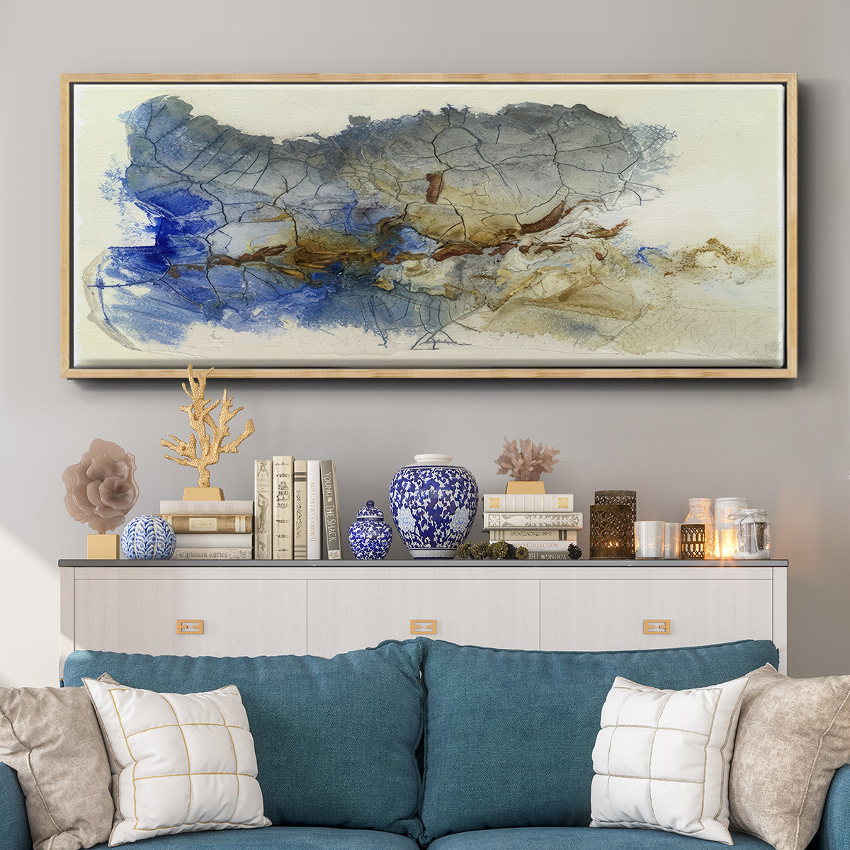 Golden Cleft I  - Floater Framed Canvas Print