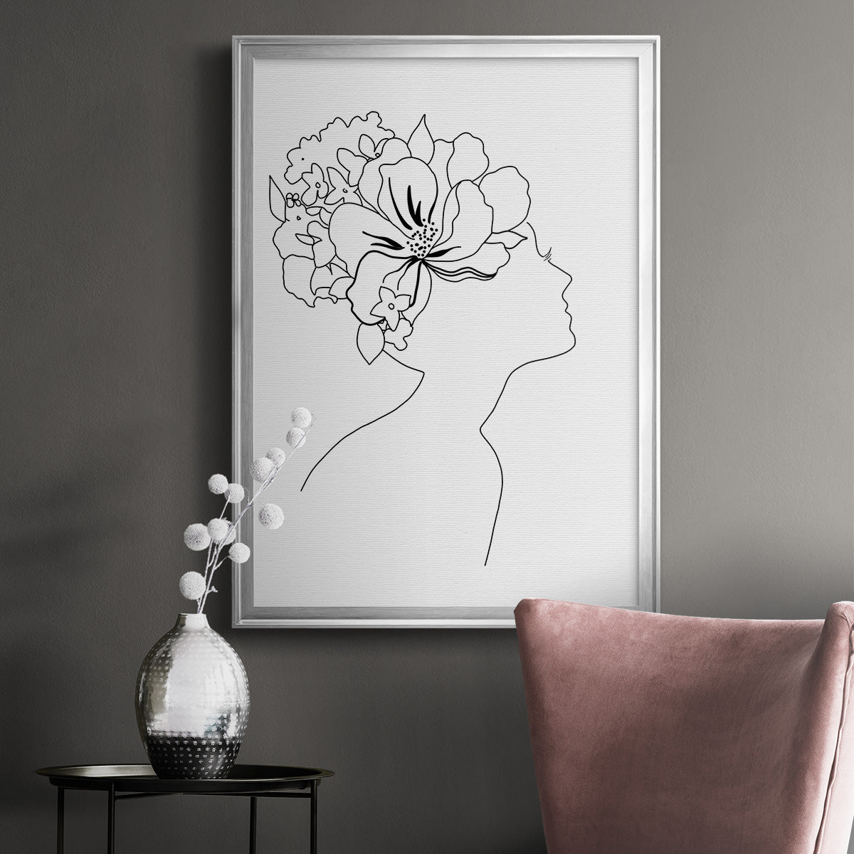 Fashion Floral Sketch I - Modern Framed Canvas Print