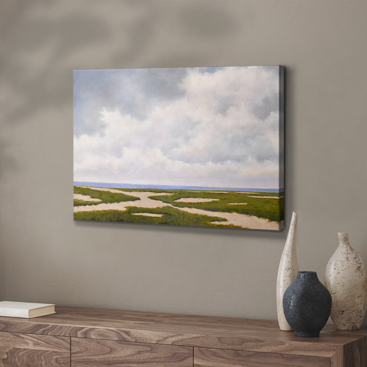 Cloudy Distant Beach Horizon - Canvas Art Print