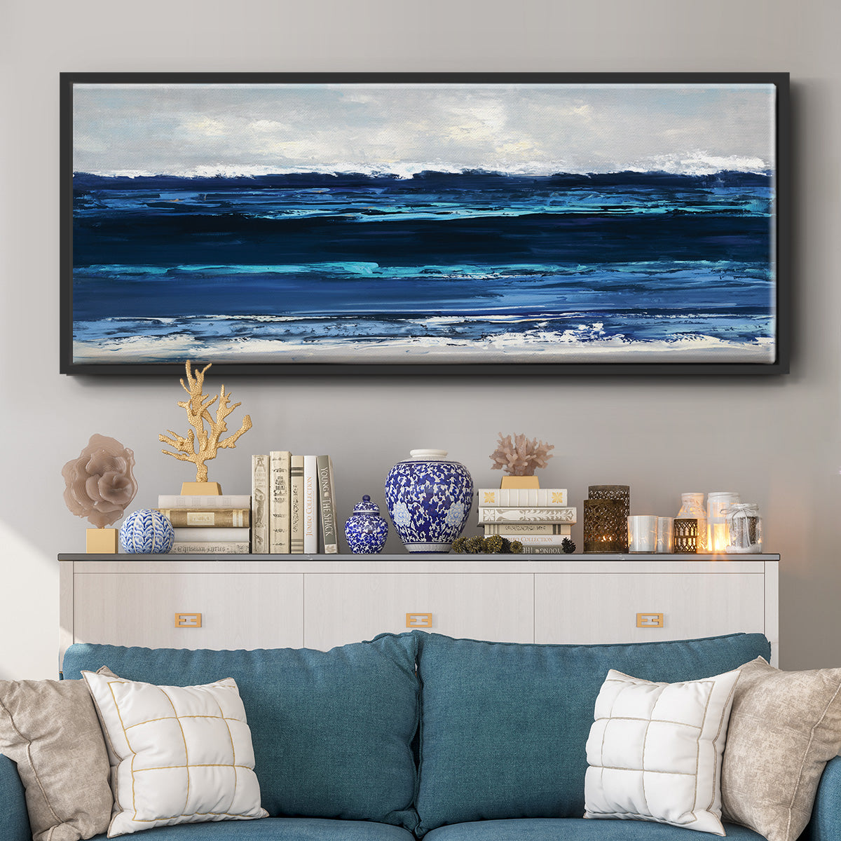 Beach Summer Surf - Floater Framed Canvas Print