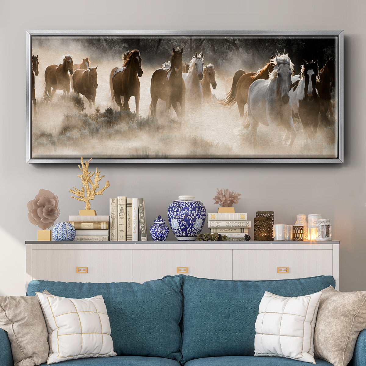 Kickin' Up Dust - Floater Framed Canvas Print