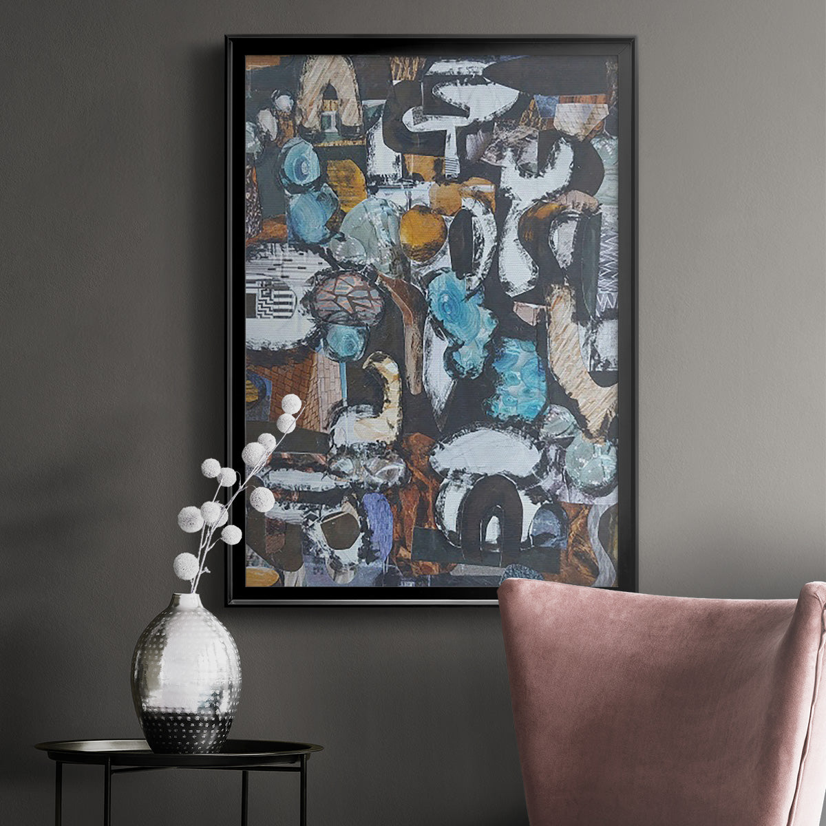 California Beach Blue Glass - Modern Framed Canvas Print