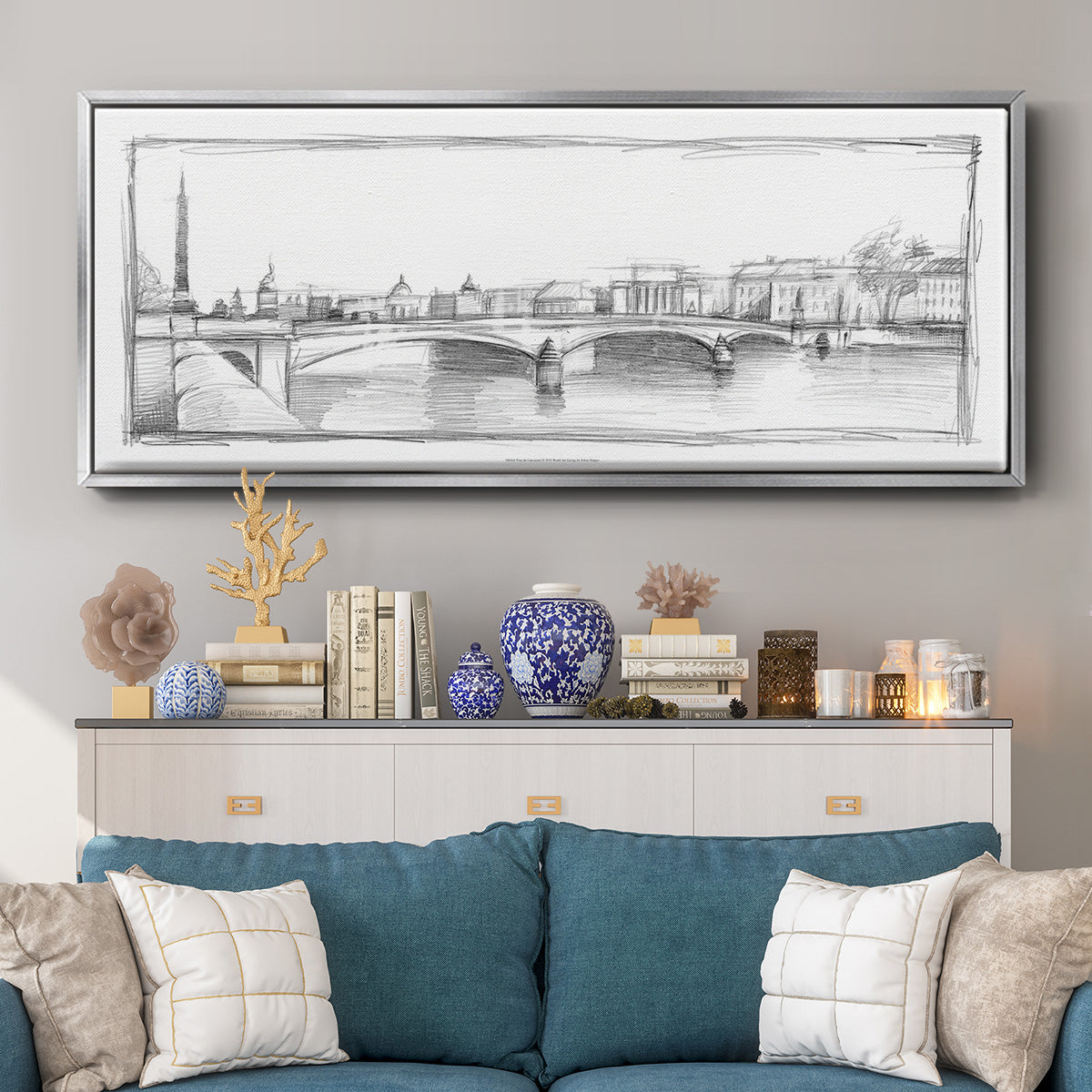 Pont du Carroussel - Floater Framed Canvas Print