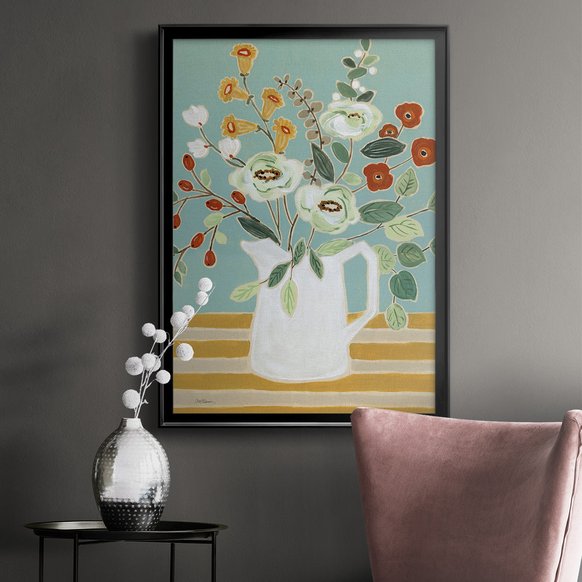 Joyful Blossoms II - Modern Framed Canvas Print