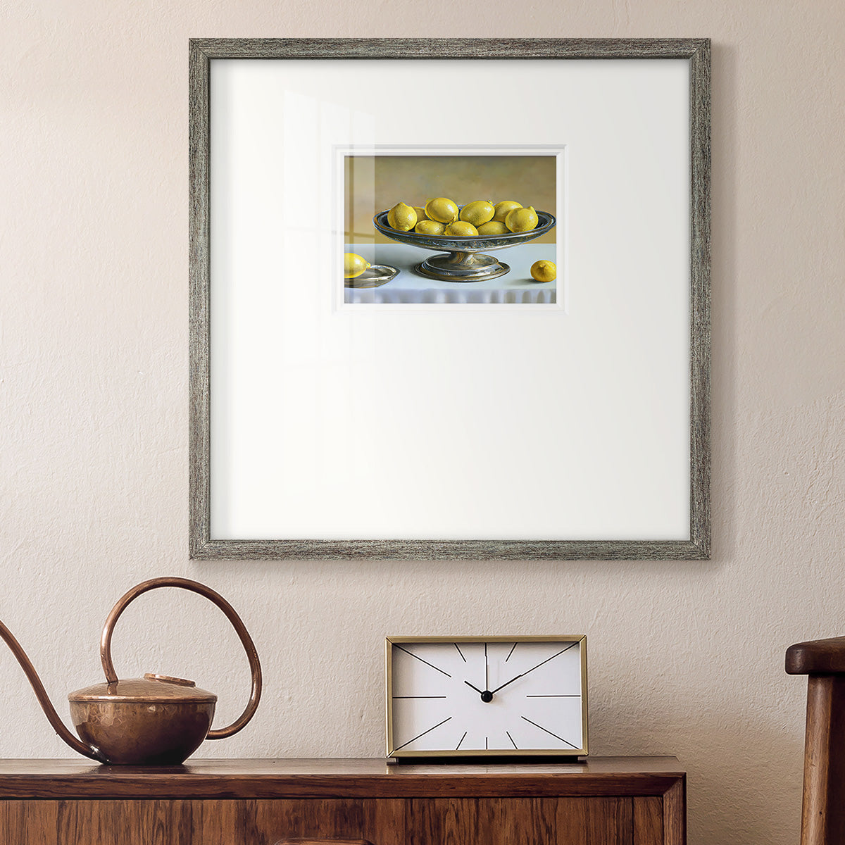 Silver Lemons Premium Framed Print Double Matboard