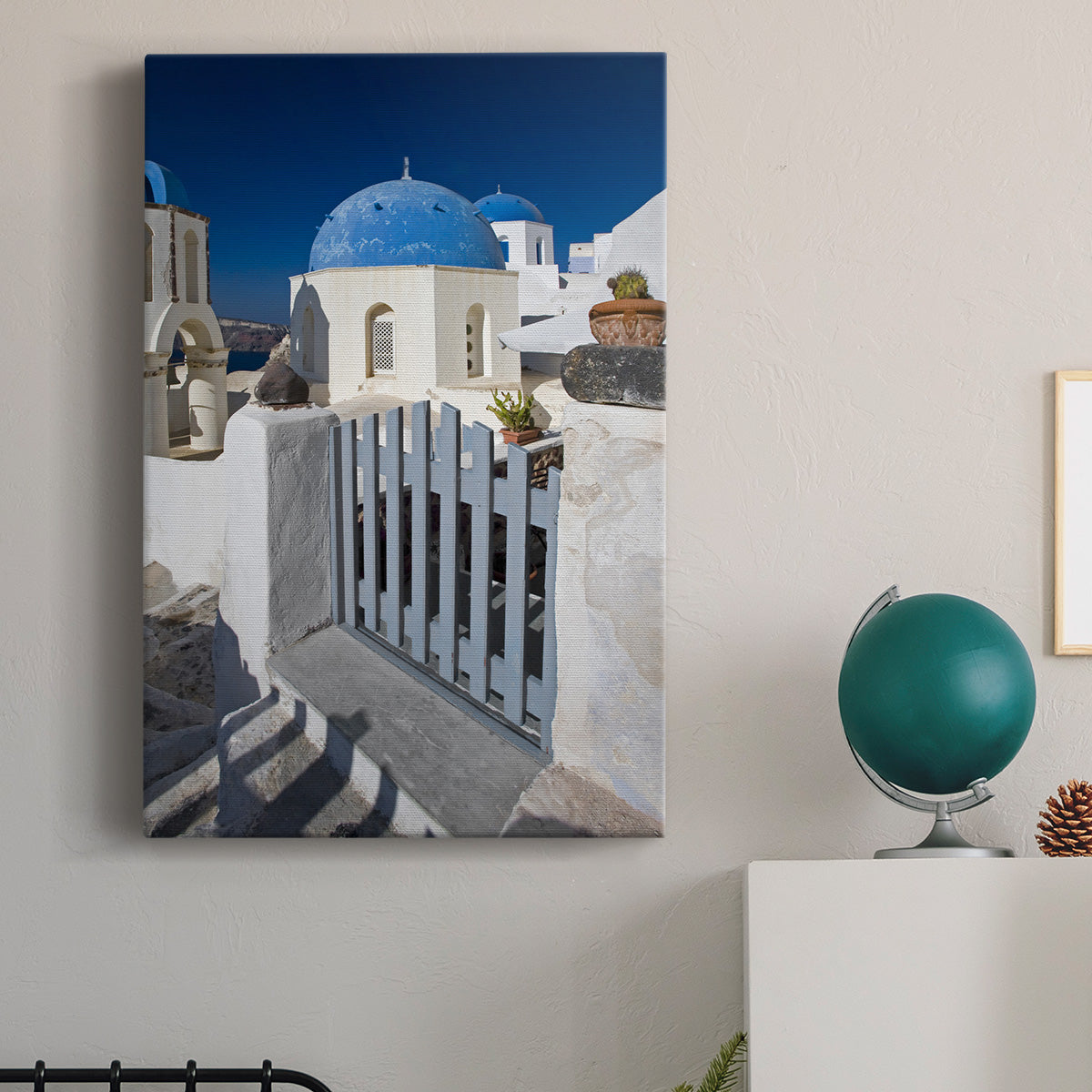 Santorini Sidewalk Premium Gallery Wrapped Canvas - Ready to Hang