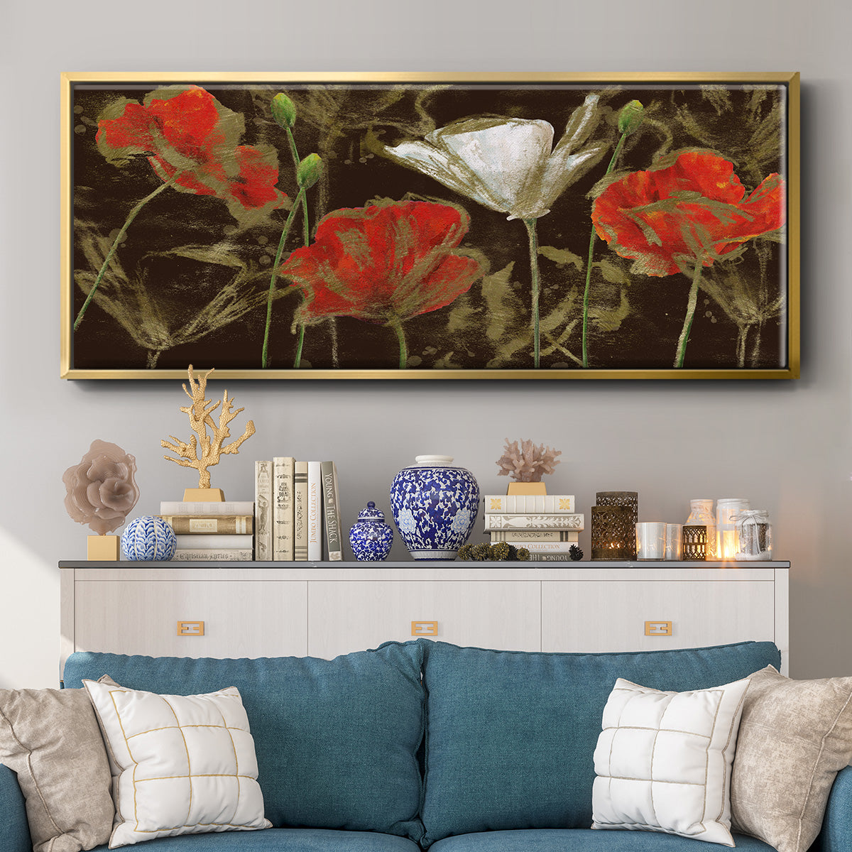 Golden Poppy - Floater Framed Canvas Print