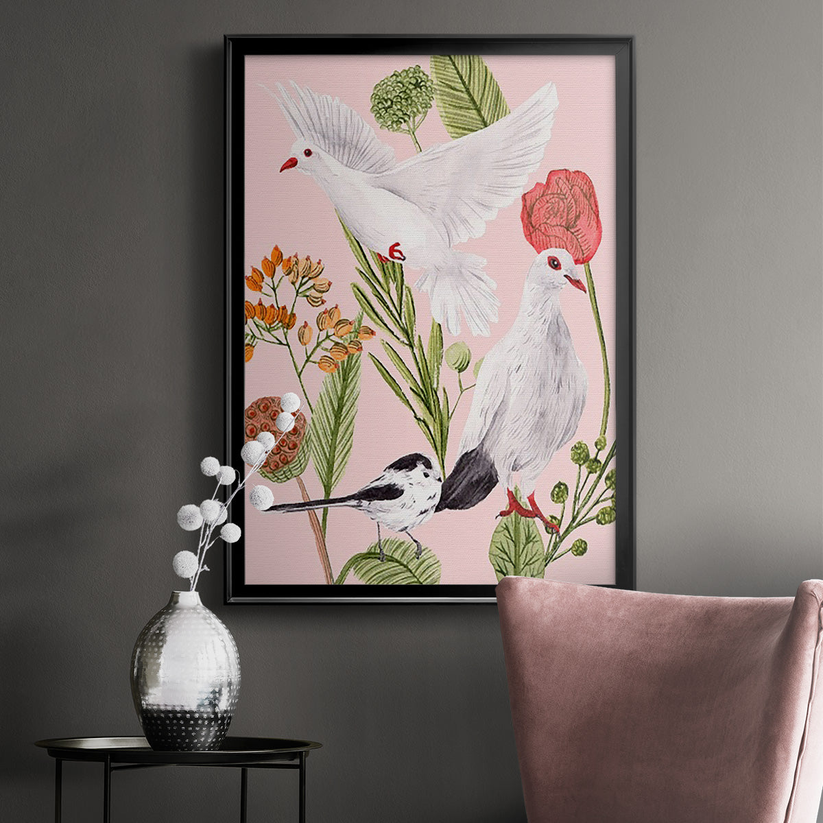 Birds in Motion I - Modern Framed Canvas Print