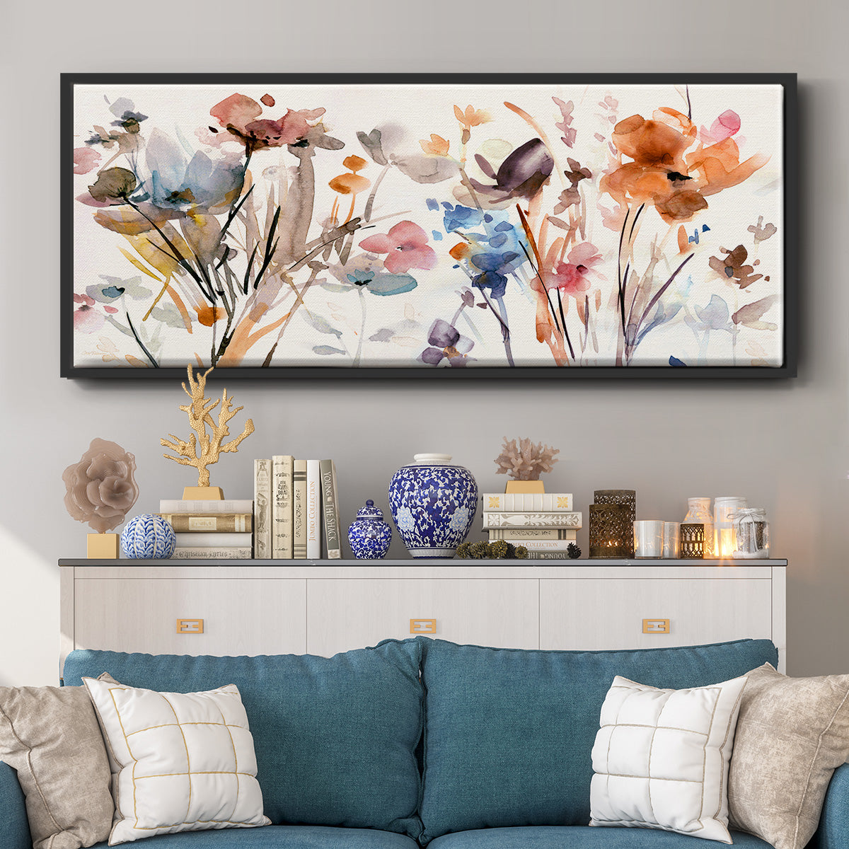 Pop Garden - Floater Framed Canvas Print
