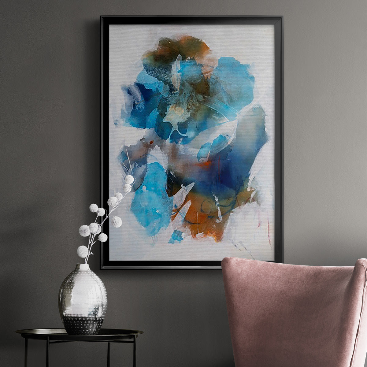 Misty Blue II - Modern Framed Canvas Print