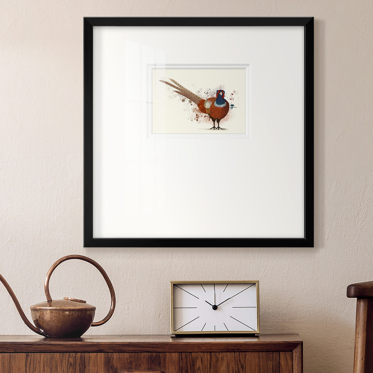 Pheasant Splash 7 Premium Framed Print Double Matboard