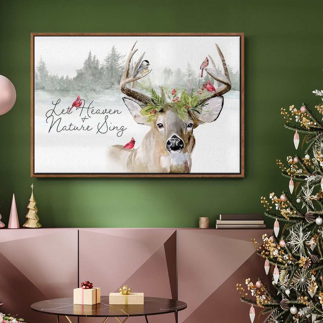 Holiday Deer Collection A - Floater Framed Canvas Print