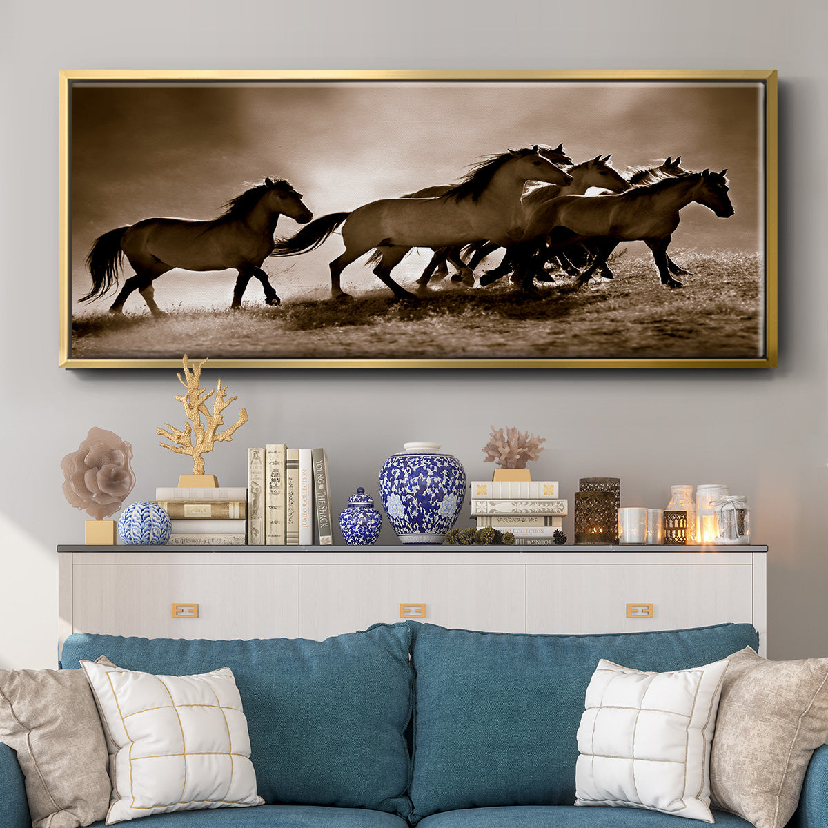 Wild Horses - Floater Framed Canvas Print