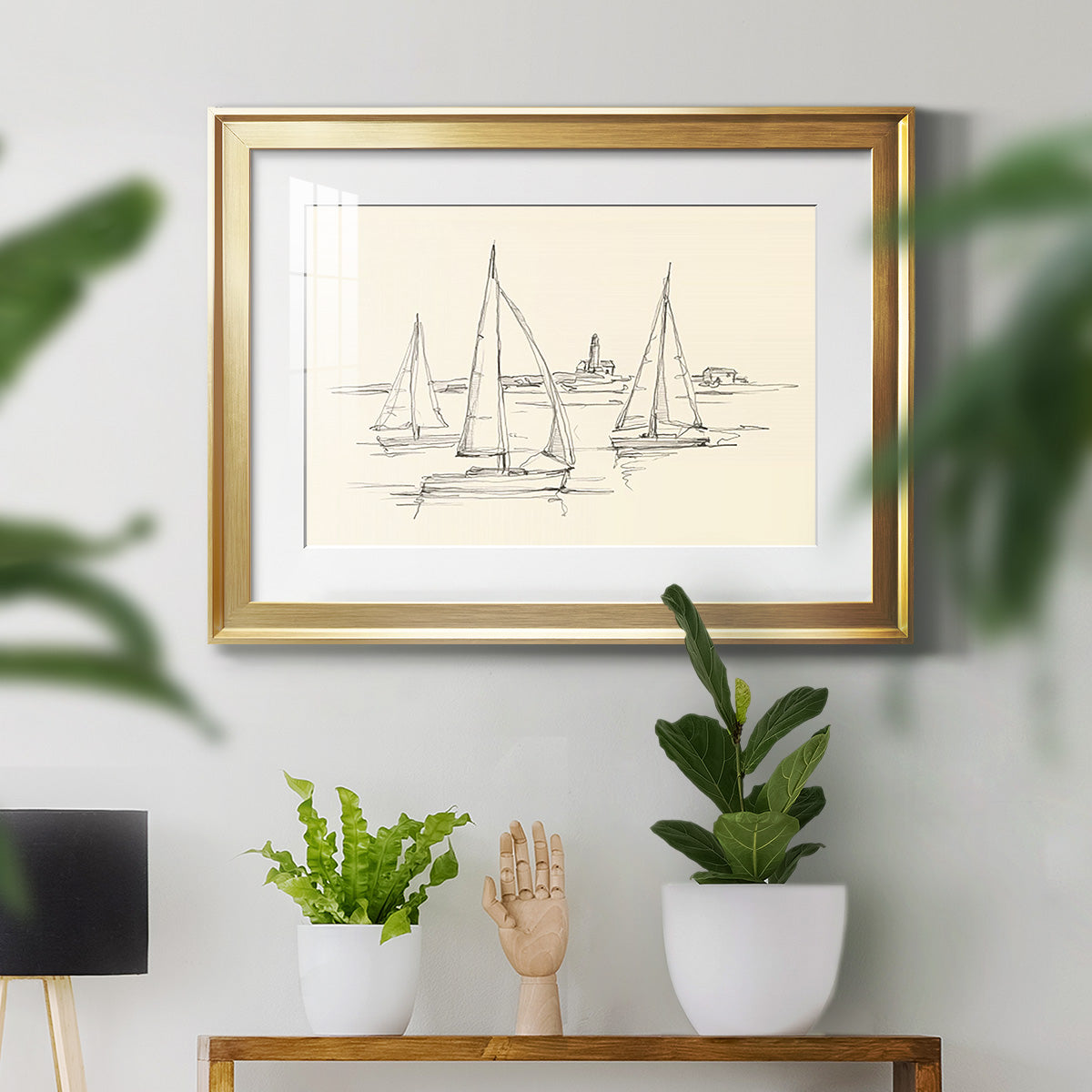 Coastal Contour Sketch II Premium Framed Print - Ready to Hang