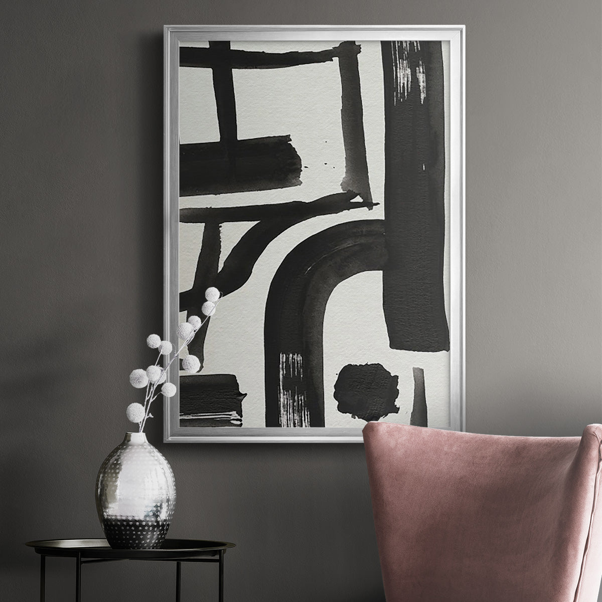 Inkwell Intersect I - Modern Framed Canvas Print