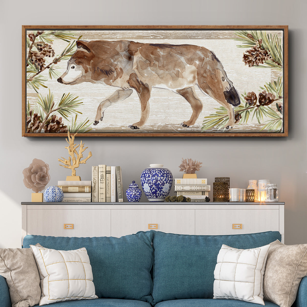 Rustic Barnwood Animals Collection D - Floater Framed Canvas Print