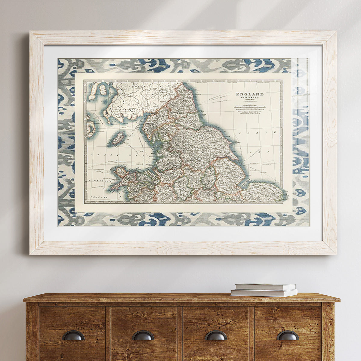 Bordered Map of England & Wales-Premium Framed Print - Ready to Hang