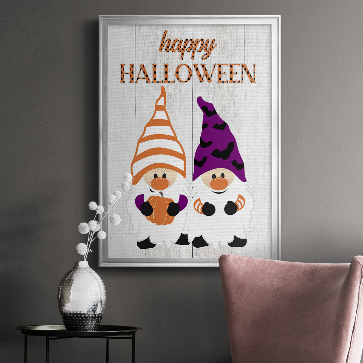Halloween Gnomes - Modern Framed Canvas Print