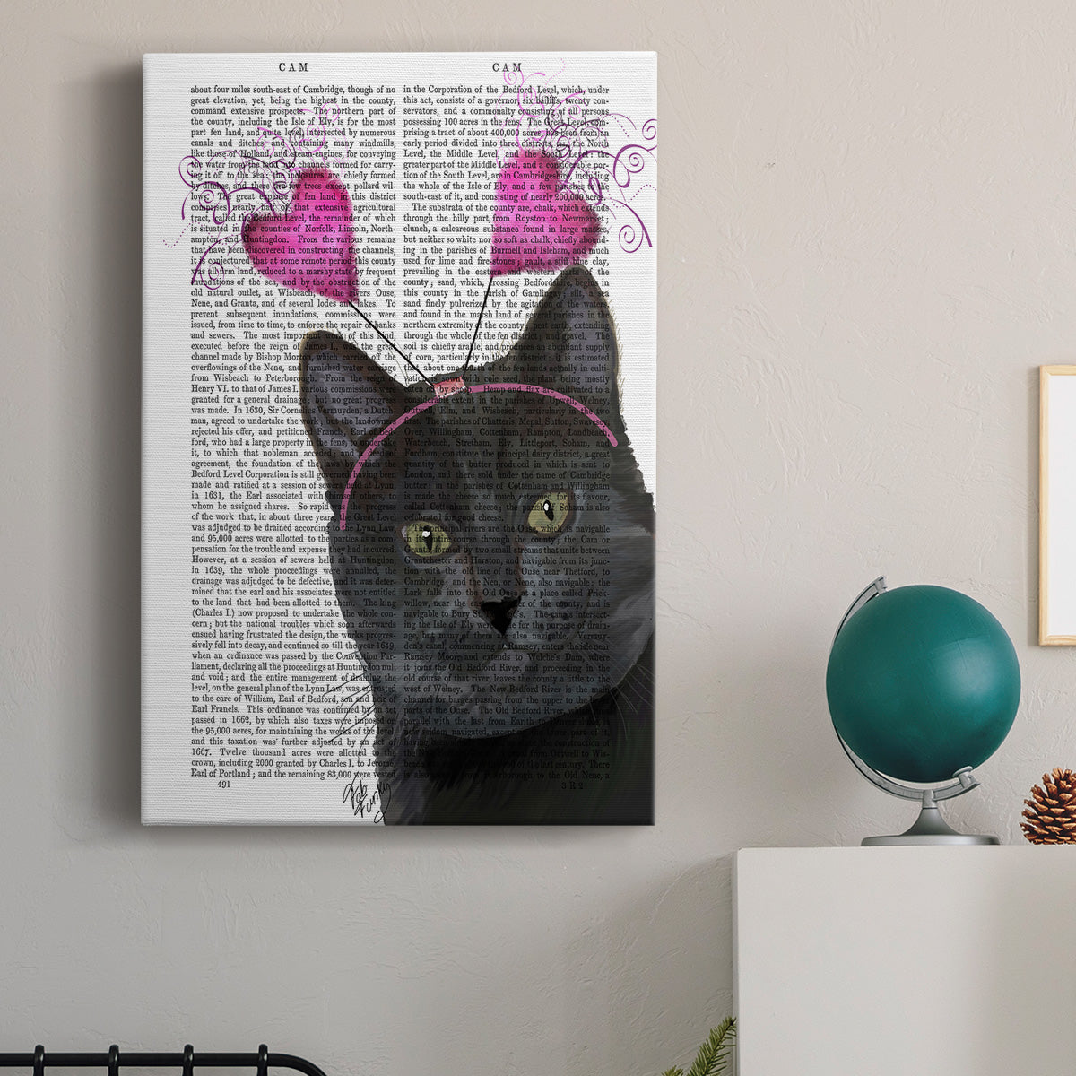 Black Cat Valentines Premium Gallery Wrapped Canvas - Ready to Hang