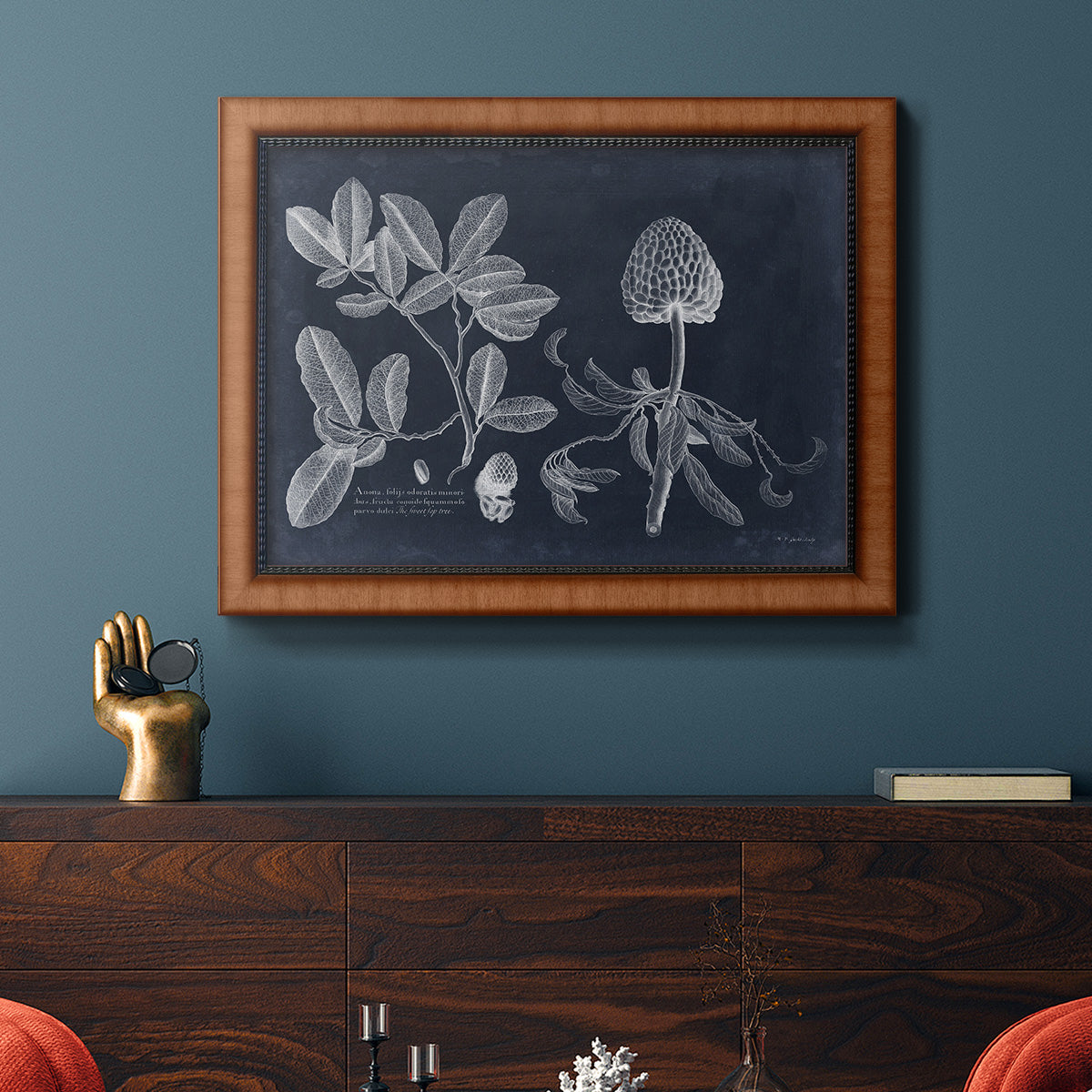 Foliage on Navy II Premium Framed Canvas- Ready to Hang