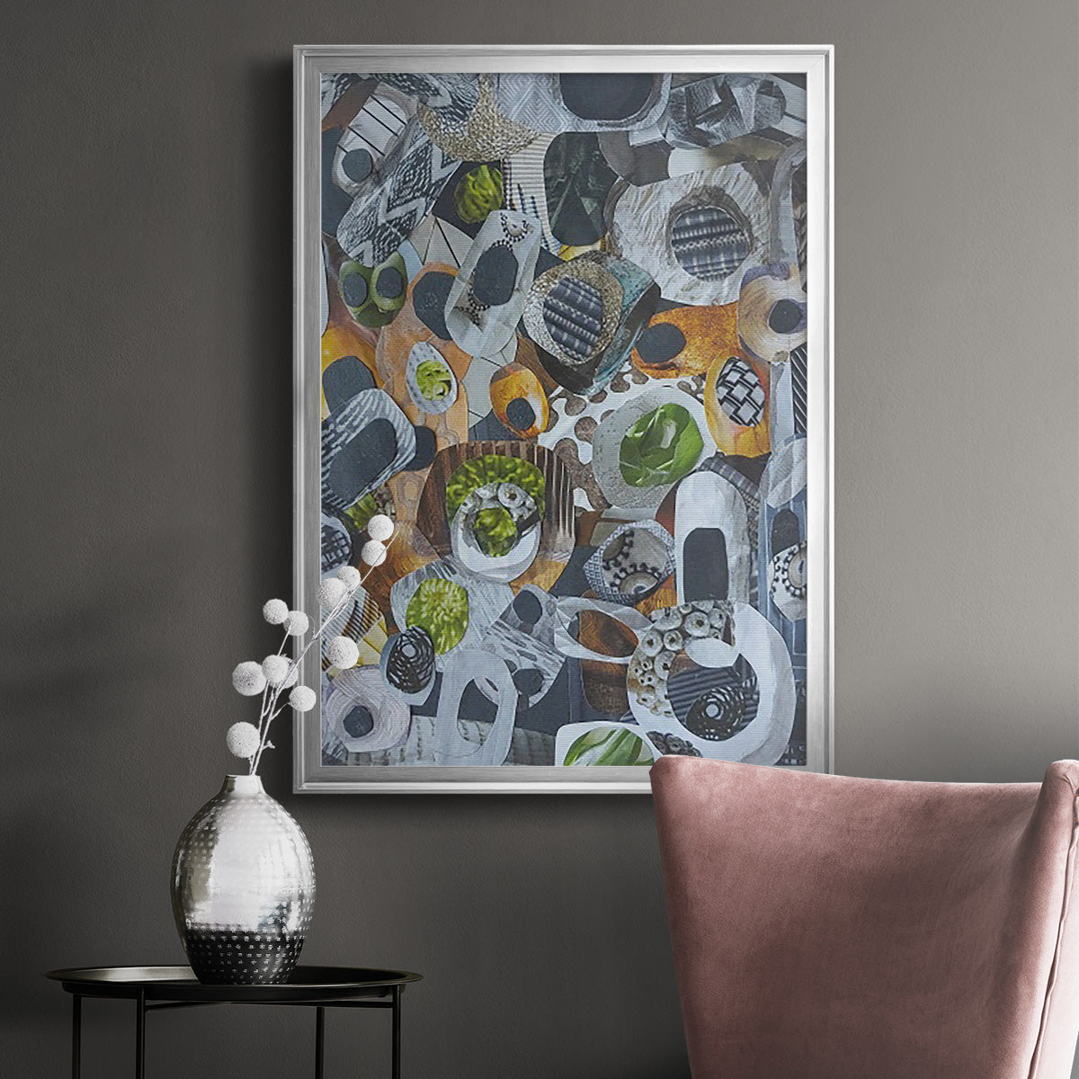 Big Sur Stones and Kelp - Modern Framed Canvas Print