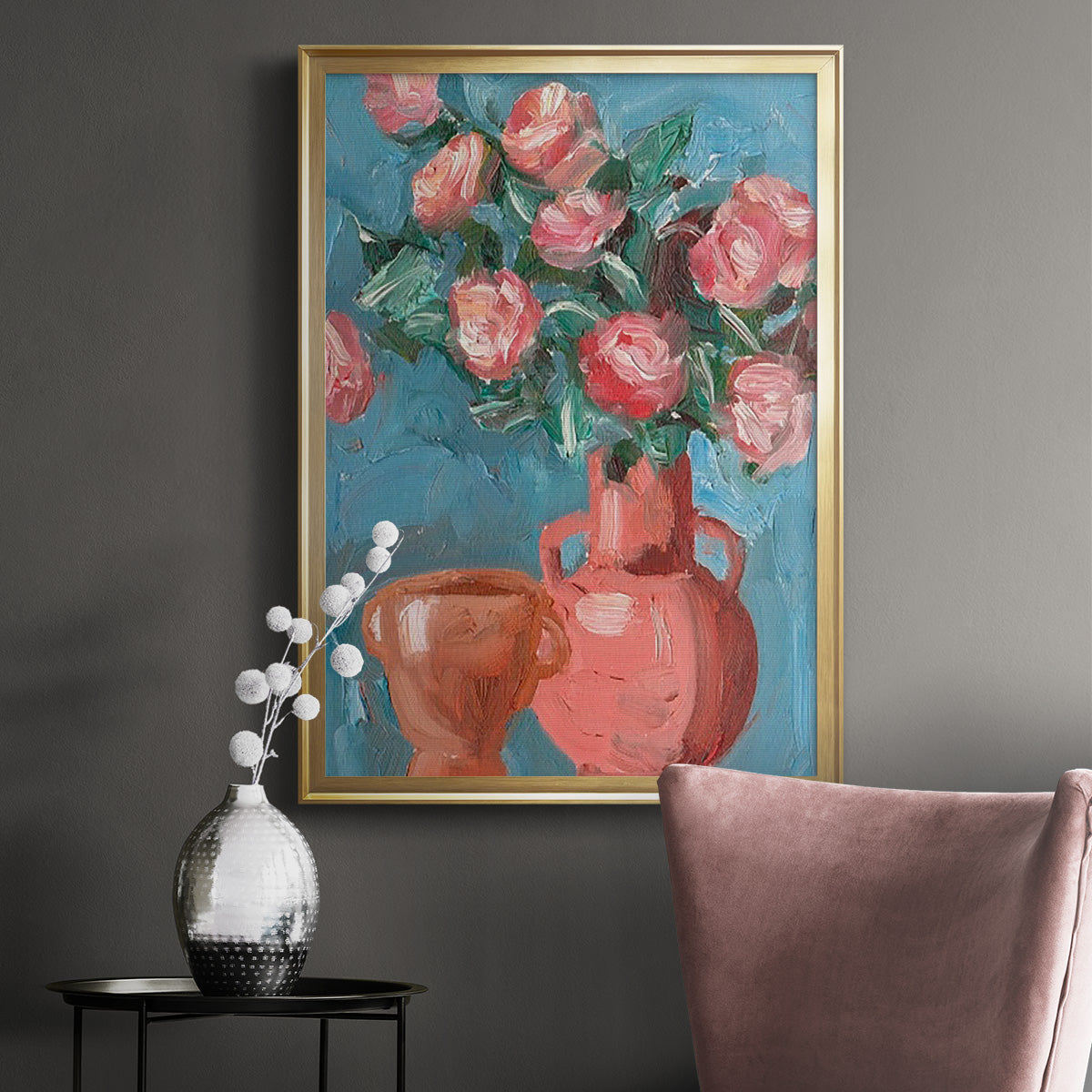 Rosa Blooms I - Modern Framed Canvas Print