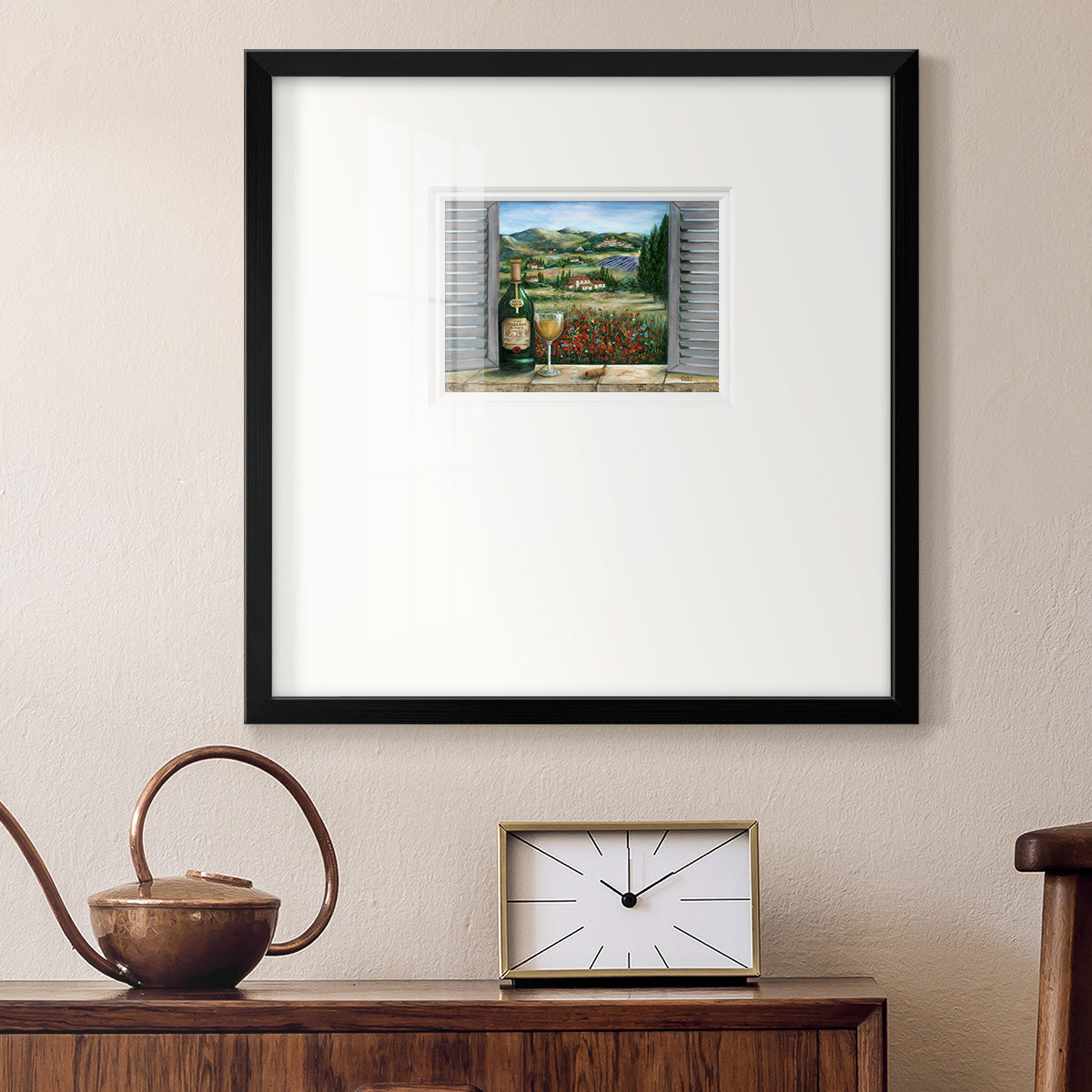 Tuscan White and Poppies Premium Framed Print Double Matboard