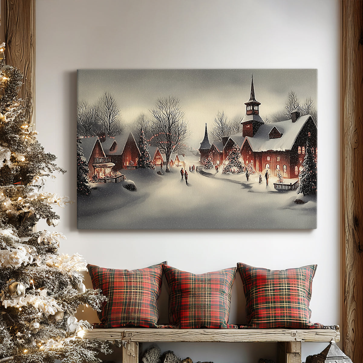 Candlelit Manger Serenade - Canvas Art Print