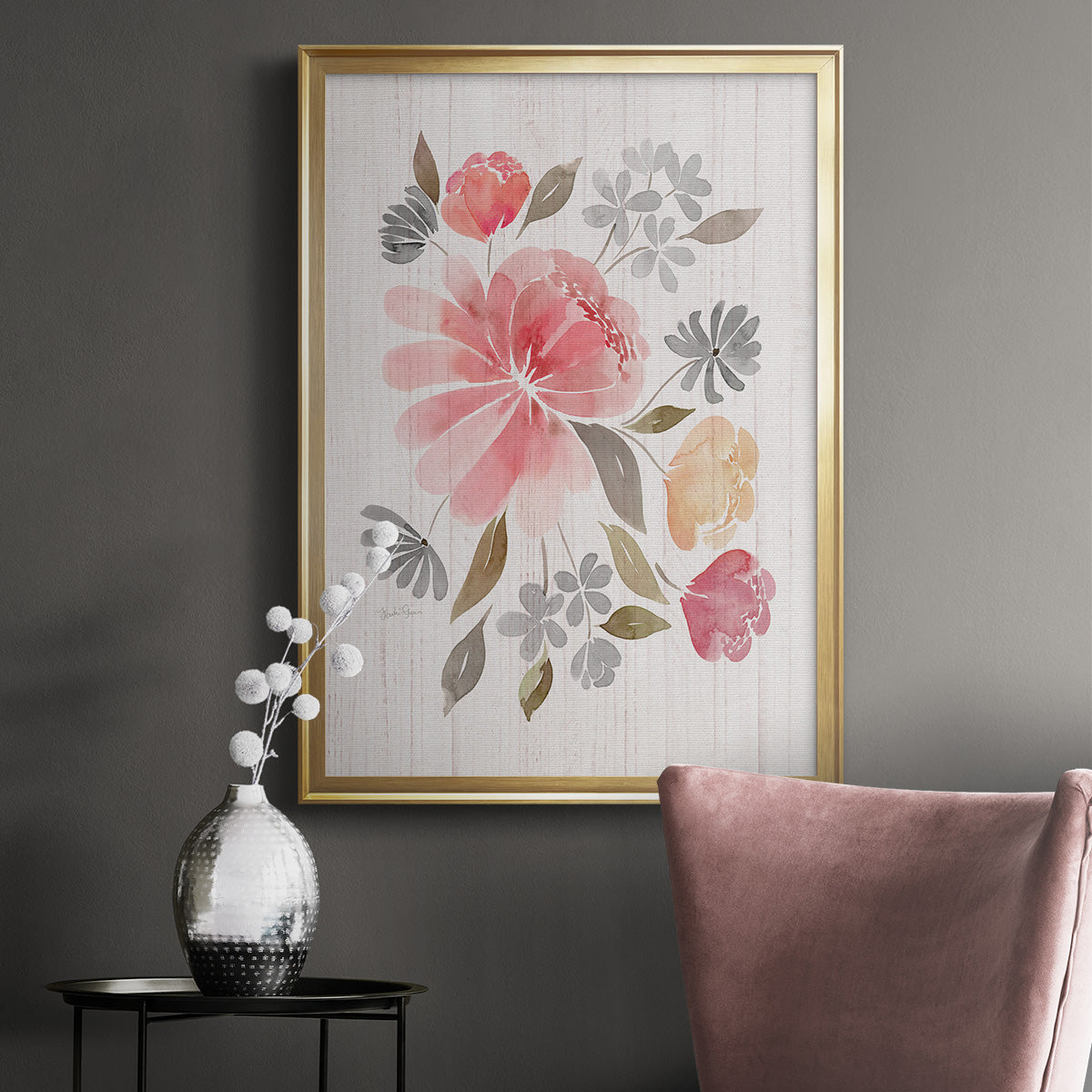 Loose Peonies I - Modern Framed Canvas Print