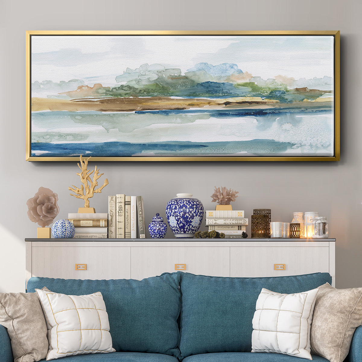 Blue Solace - Floater Framed Canvas Print