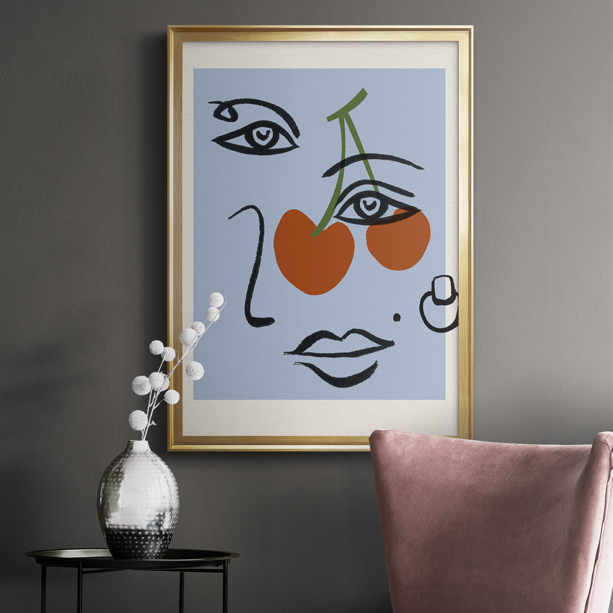 Cherry Baby II - Modern Framed Canvas Print