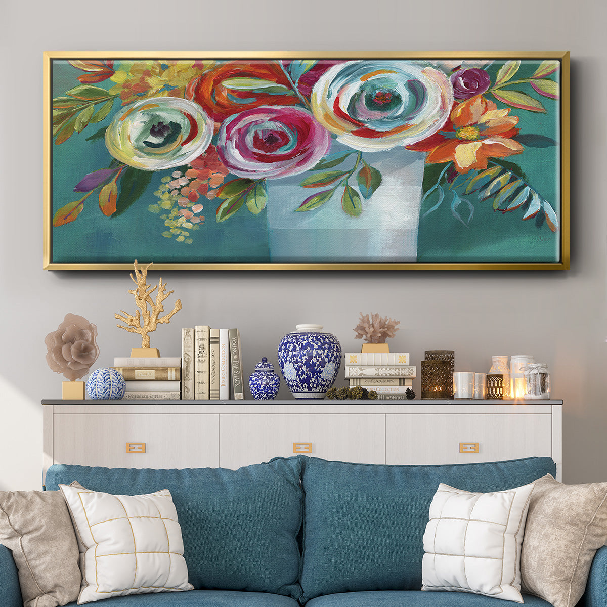 Color Burst II - Floater Framed Canvas Print