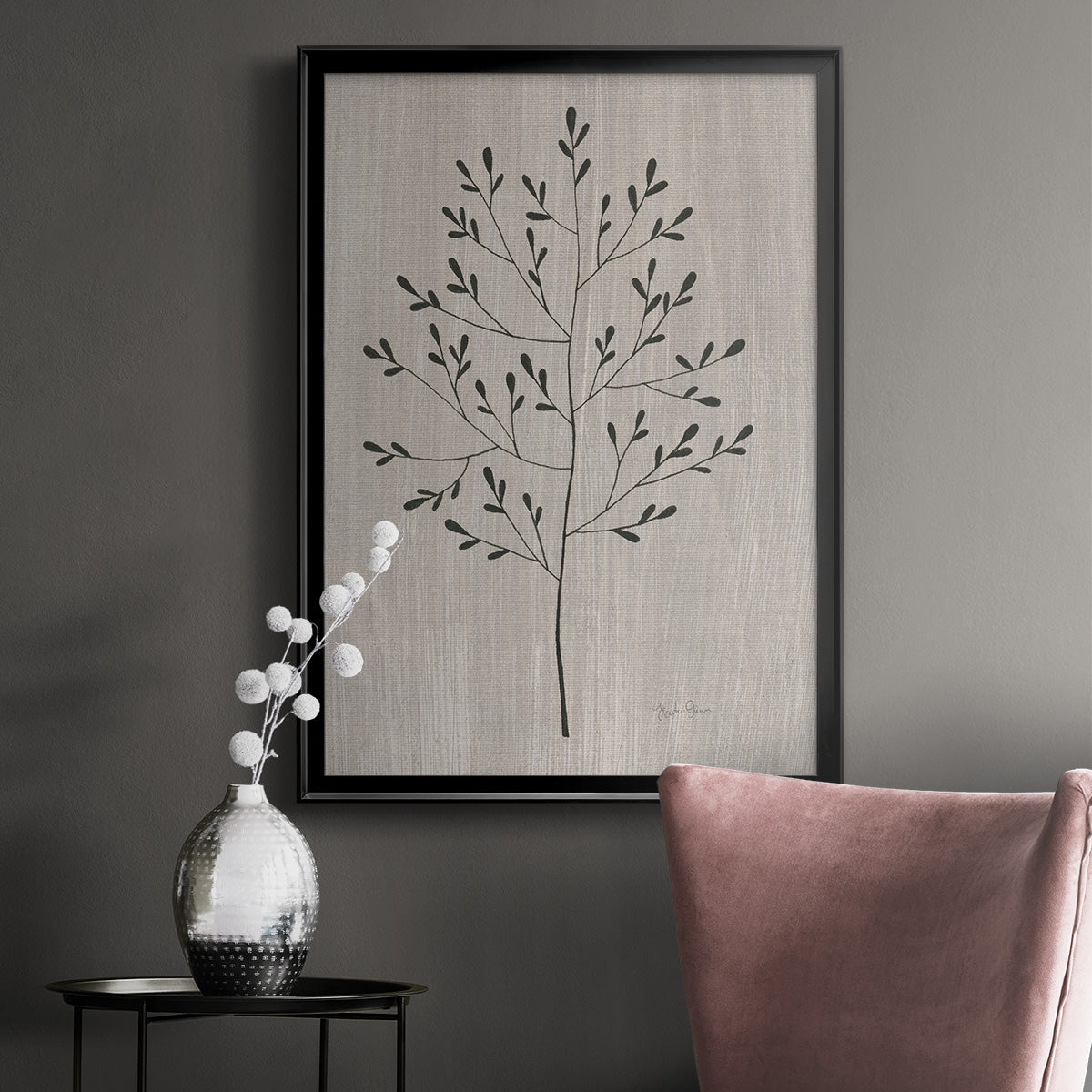 Leaves and Wood II - Modern Framed Canvas Print