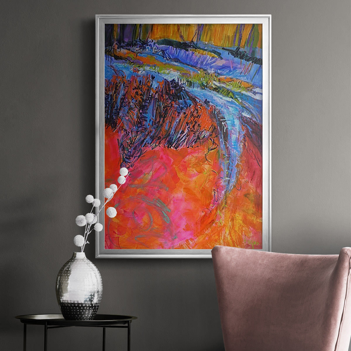 Vibrant Flow I - Modern Framed Canvas Print