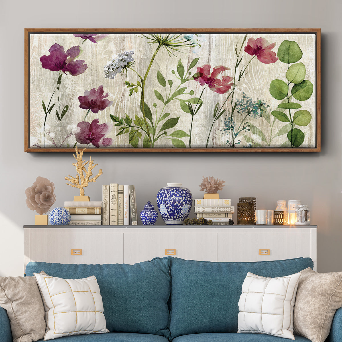 Meadow Flowers I - Floater Framed Canvas Print