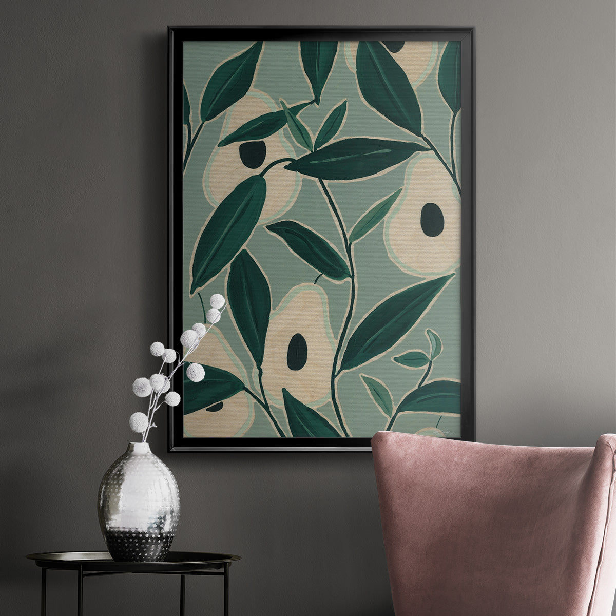 Monochrome Avocados - Modern Framed Canvas Print