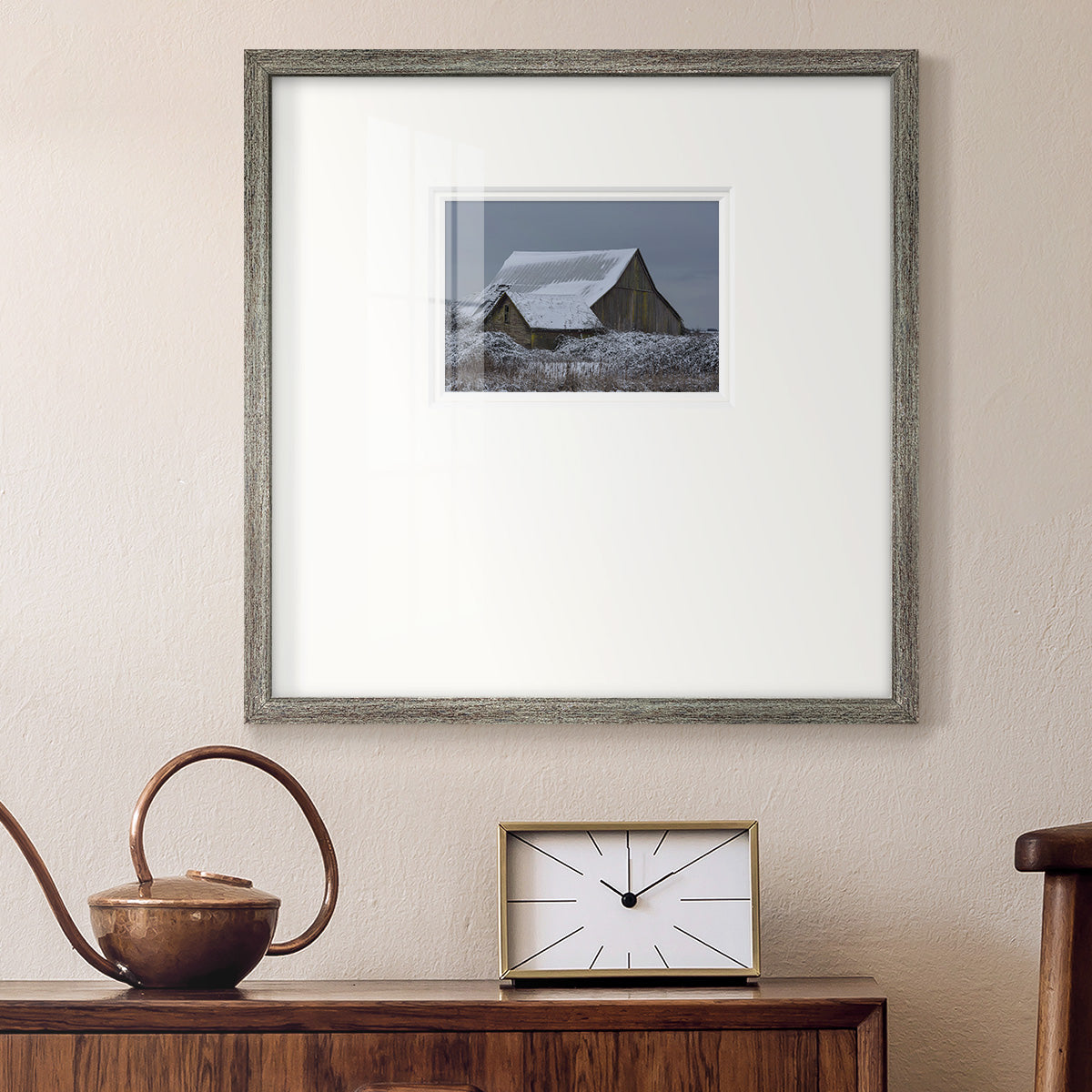 Winter Barn Premium Framed Print Double Matboard