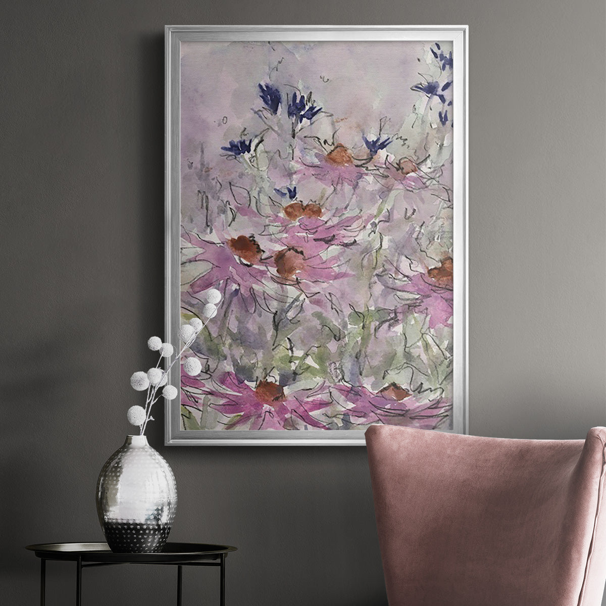 Floral Entertainment II - Modern Framed Canvas Print