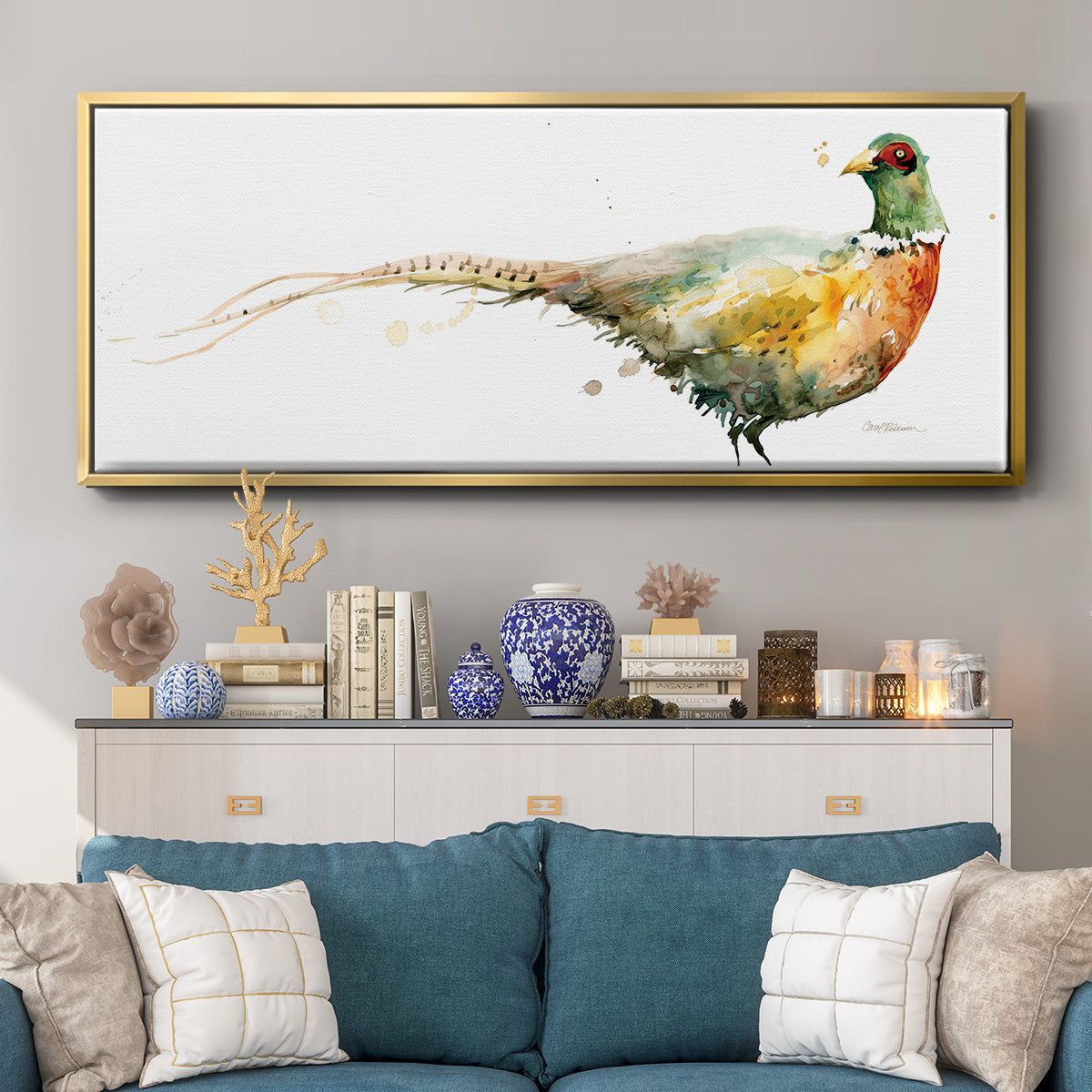 Harvest Pheasant - Floater Framed Canvas Print