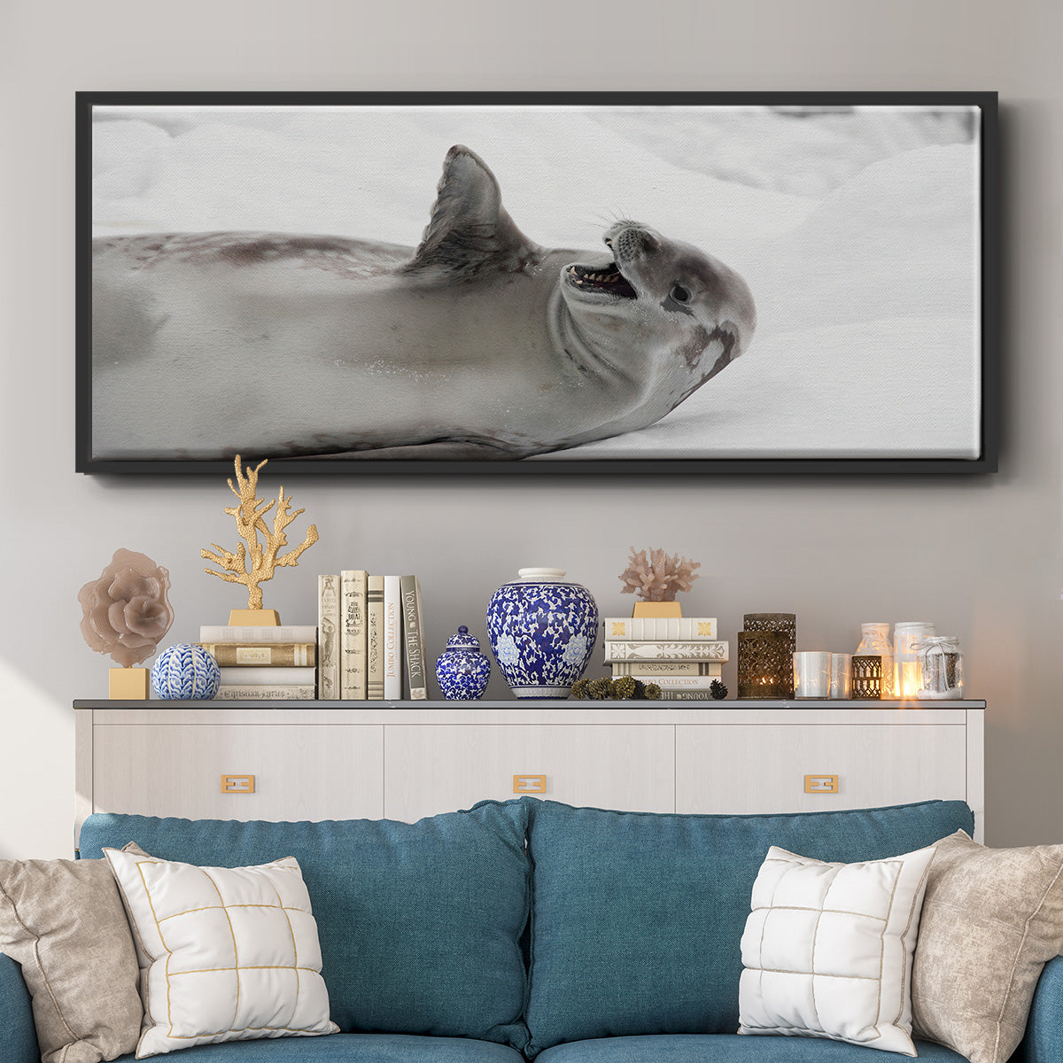 Laughing Seal - Floater Framed Canvas Print