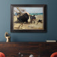 Impressionist nautical work scene by Édouard Manet in an ornate black frame with gilded inner detail displayed in a dark-toned interior setting.