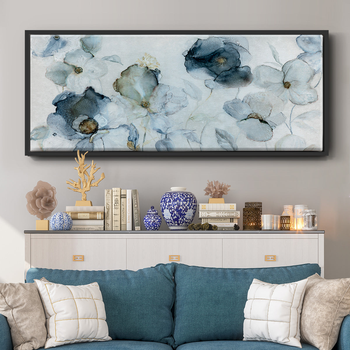 Flowering Indigo - Floater Framed Canvas Print