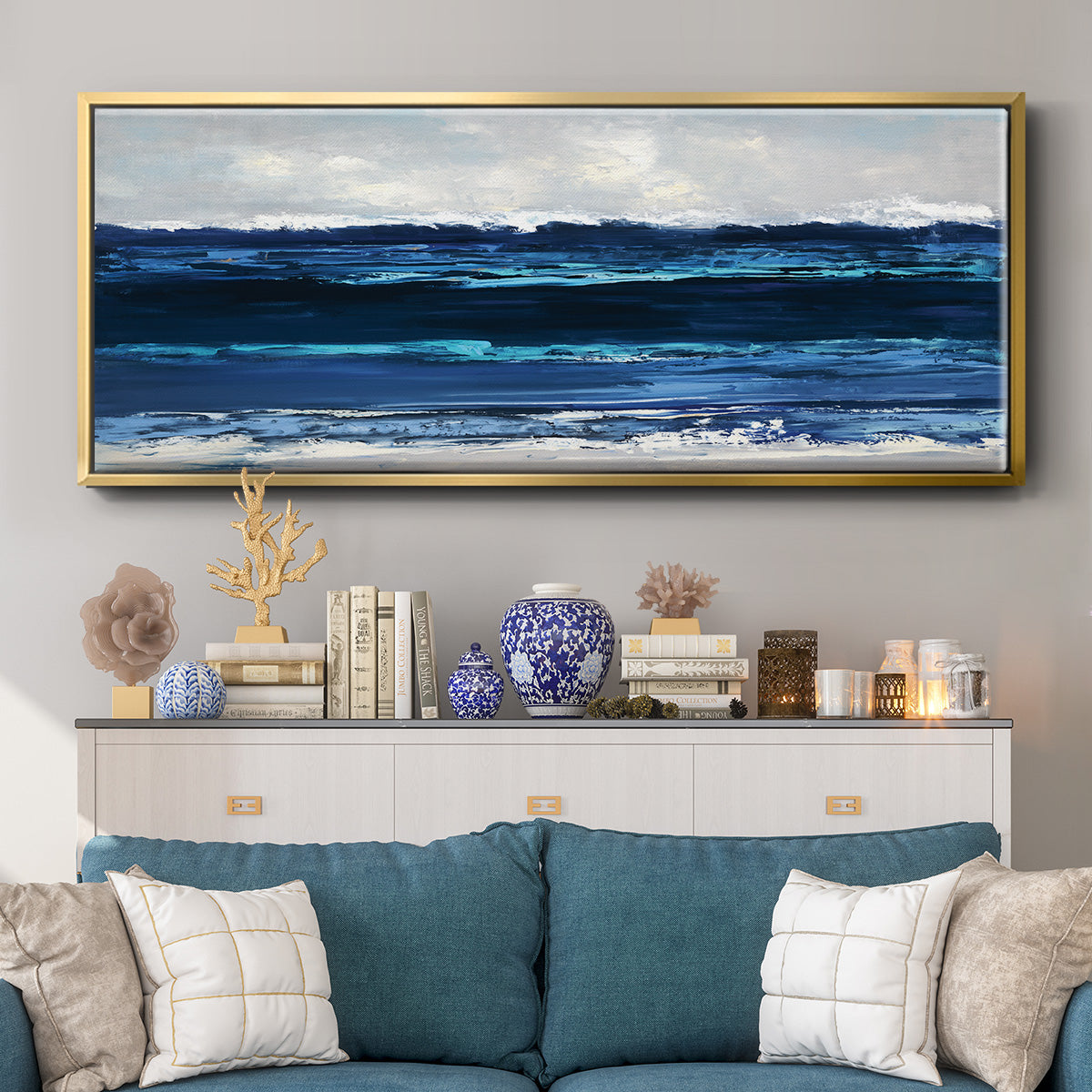 Beach Summer Surf - Floater Framed Canvas Print