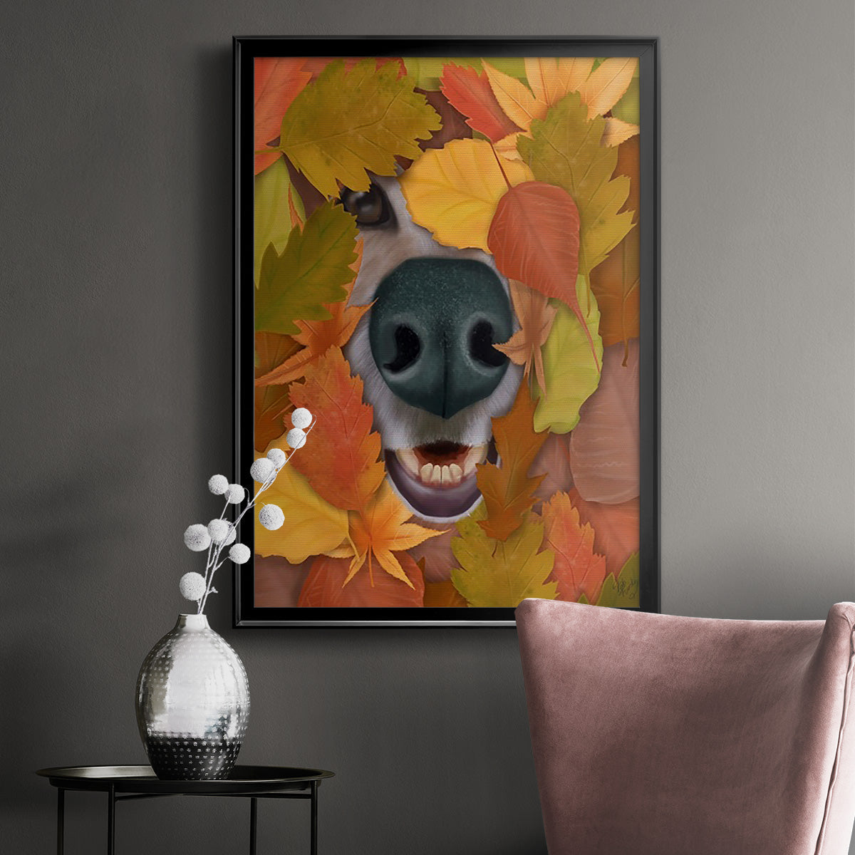 Sniffing Out Autumn - Modern Framed Canvas Print