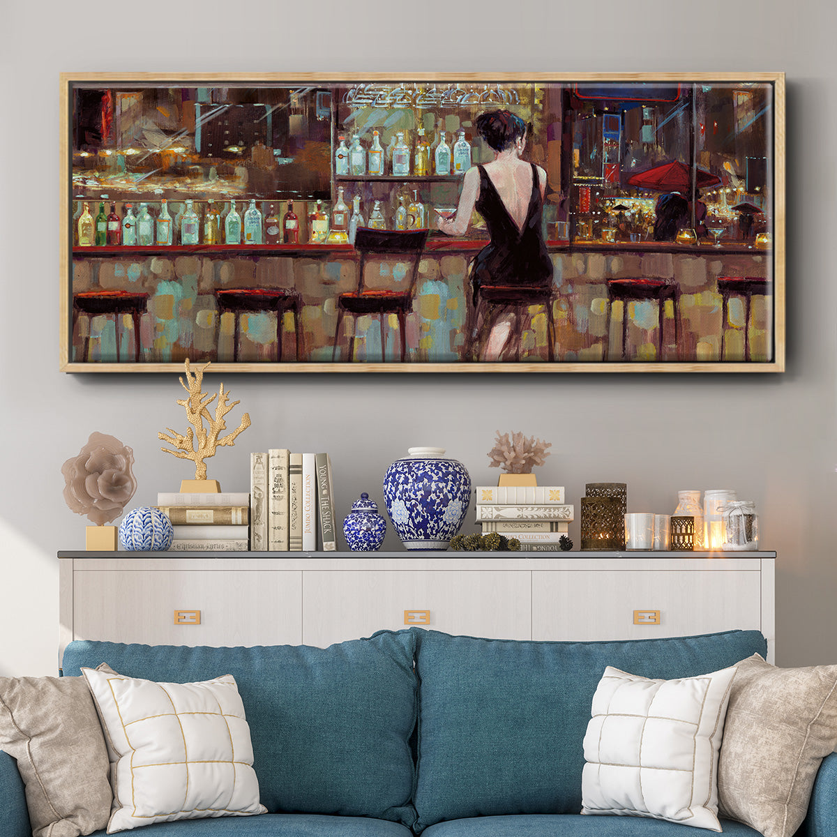 Elegant in Black - Floater Framed Canvas Print