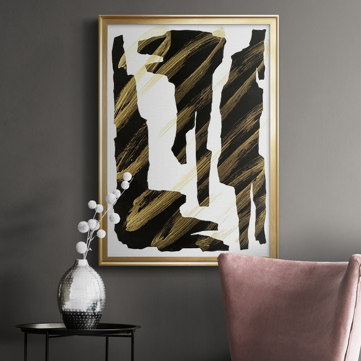 Onyx Obelisks III - Modern Framed Canvas Print